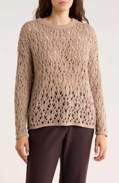 Eileen Fisher Open Stitch Organic Cotton Crewneck Sweater
