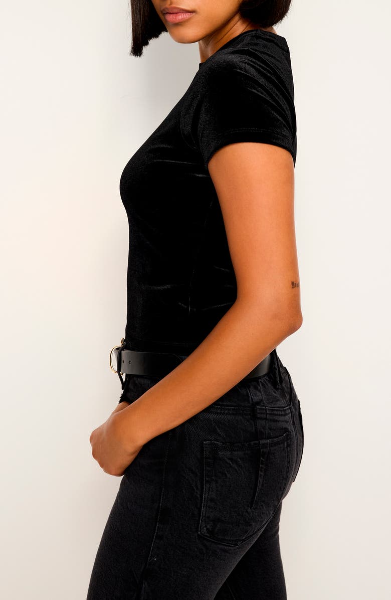 Good American Velvet Baby Tee, Alternate, color, Black001