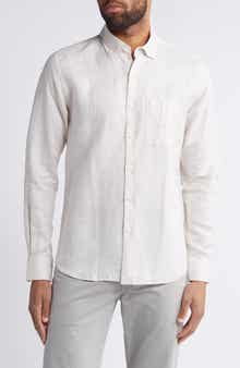 Scott Barber Solid Linen & Lyocell Twill Button-Down Shirt