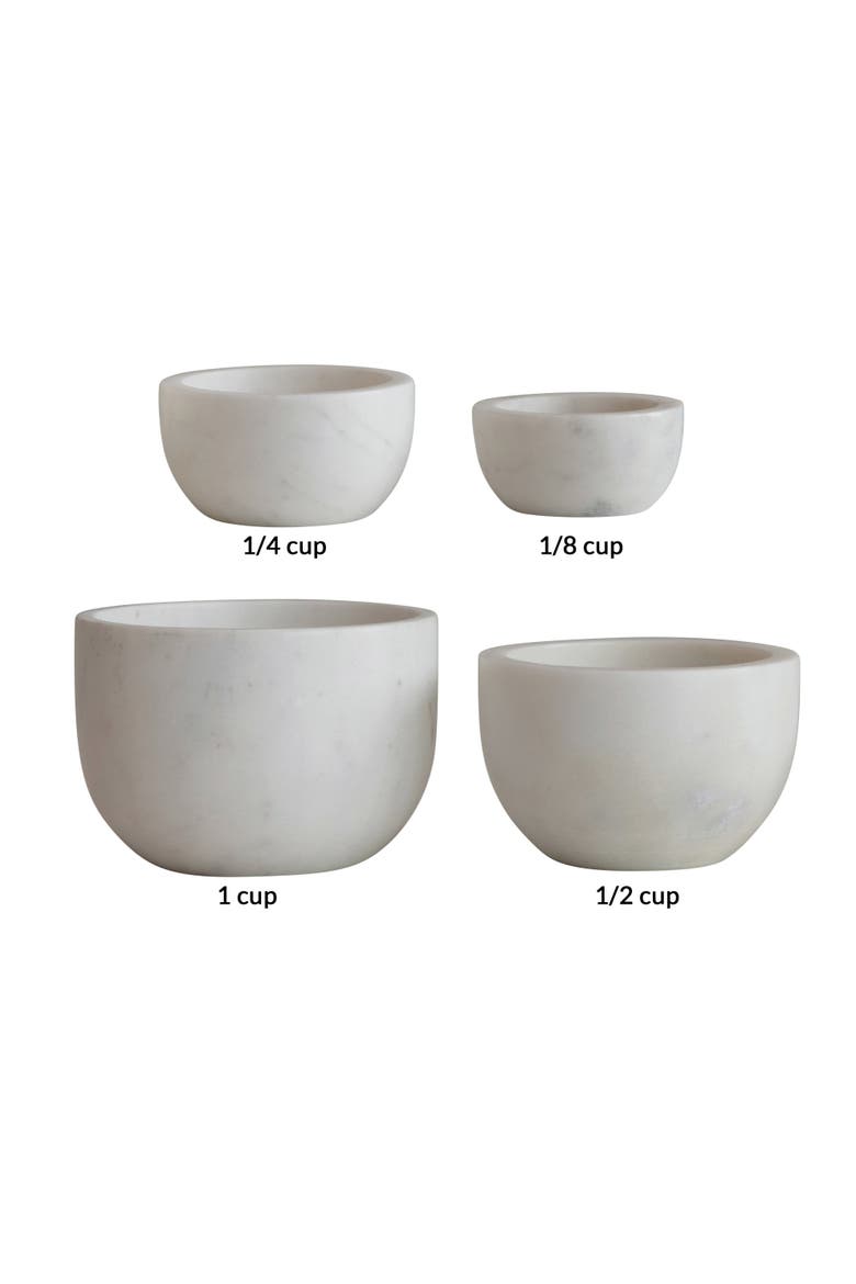 White Marble Bowls, Set of 4, Alternate, color, White