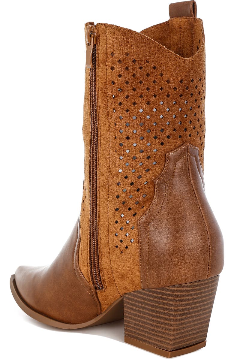 LONDON RAG Lomela Perforated Block Heel Boot, Alternate, color, Tan