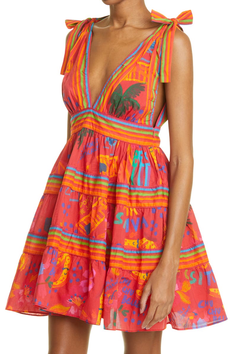 FARM Rio Good Vibes Cotton Minidress, Alternate, color,