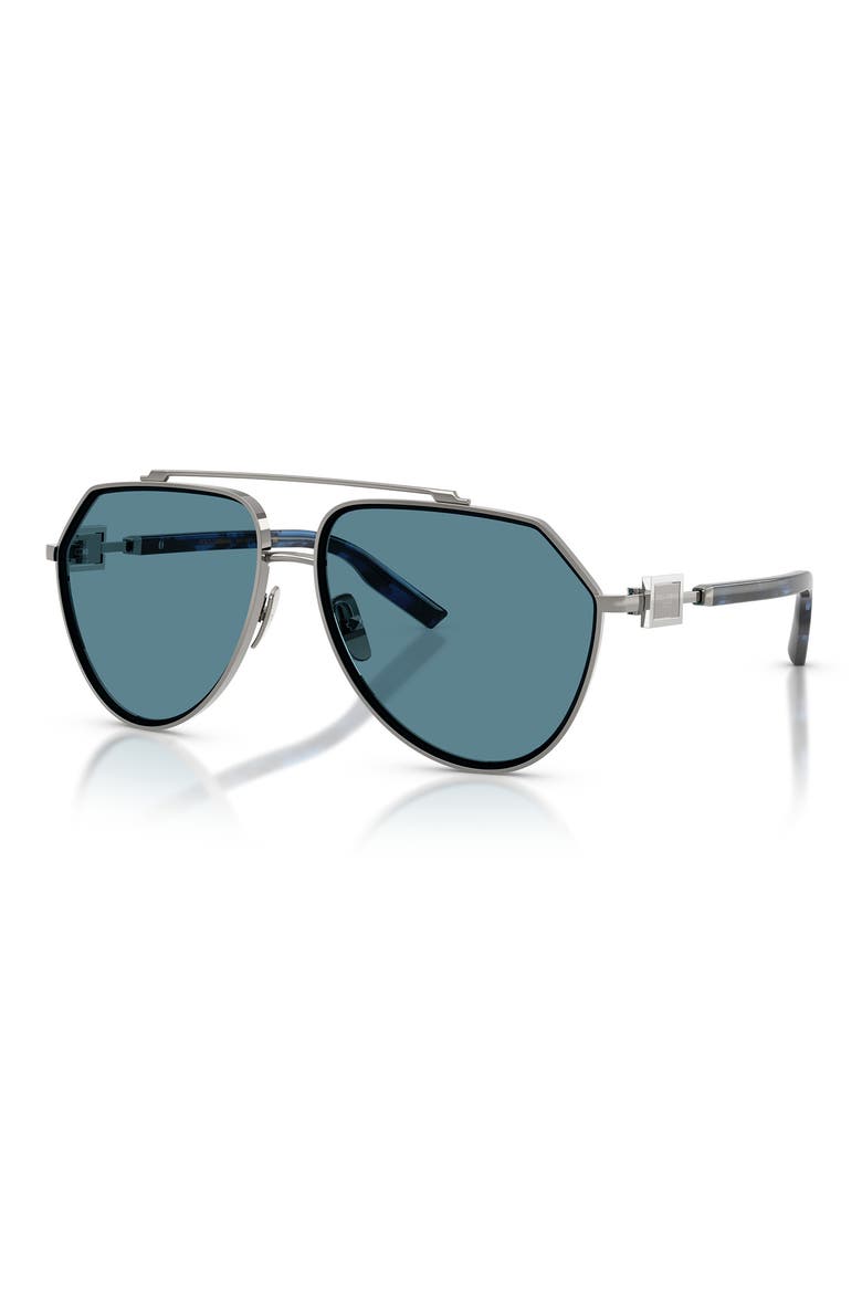 62mm Oversize Pilot Sunglasses, Alternate, color, GUNMETAL