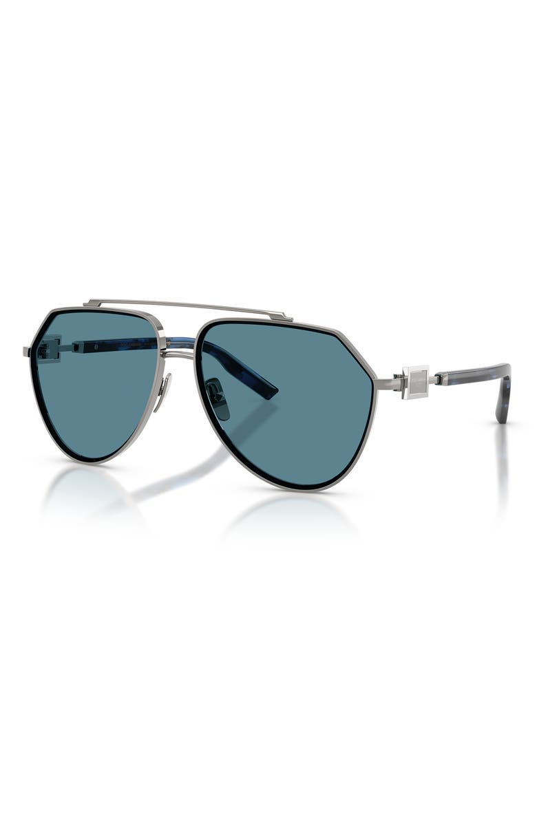 Dolce&Gabbana 62mm Oversize Pilot Sunglasses, Alternate, color, Gunmetal