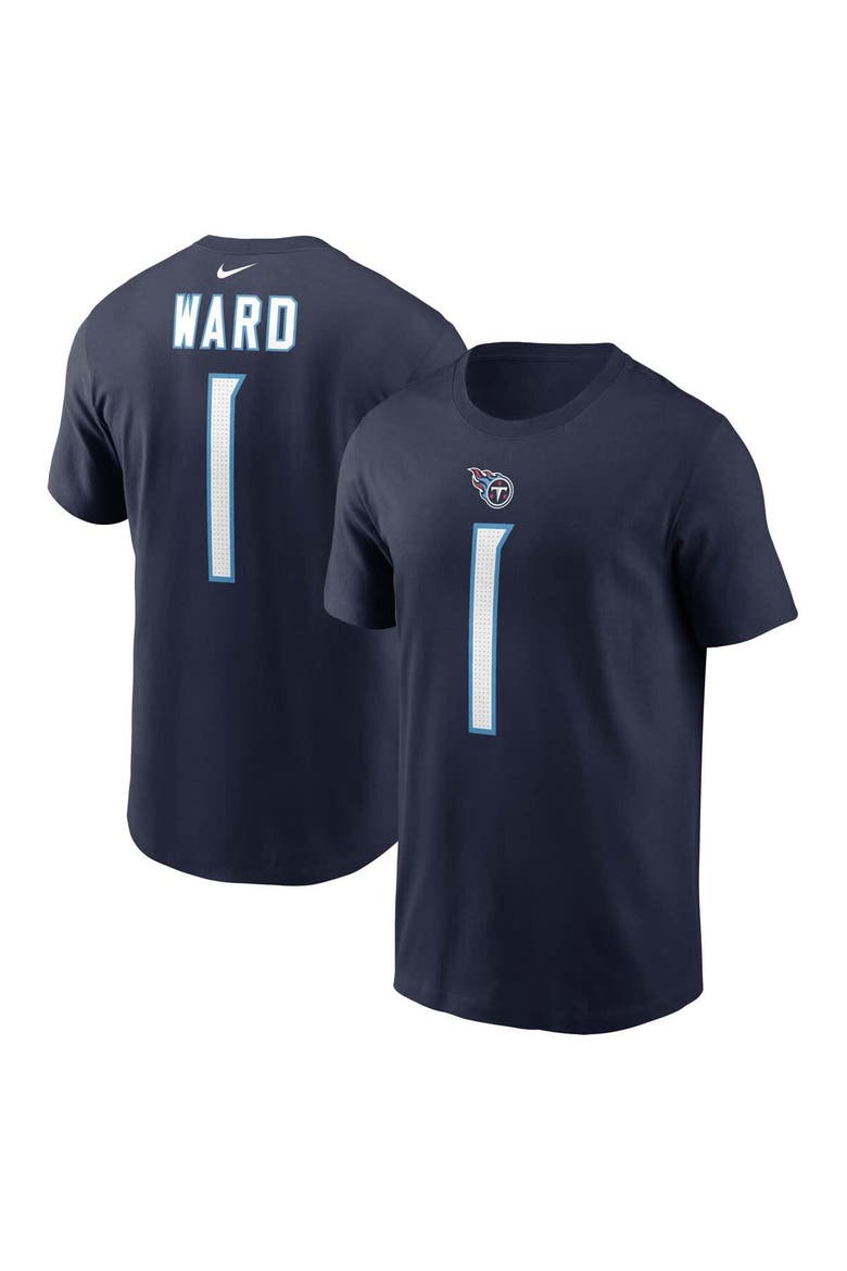 Men's Nike Cameron Ward Navy Tennessee Titans 2025 NFL Draft First Round Pick Name & Number T-Shirt, Main, color, Navy