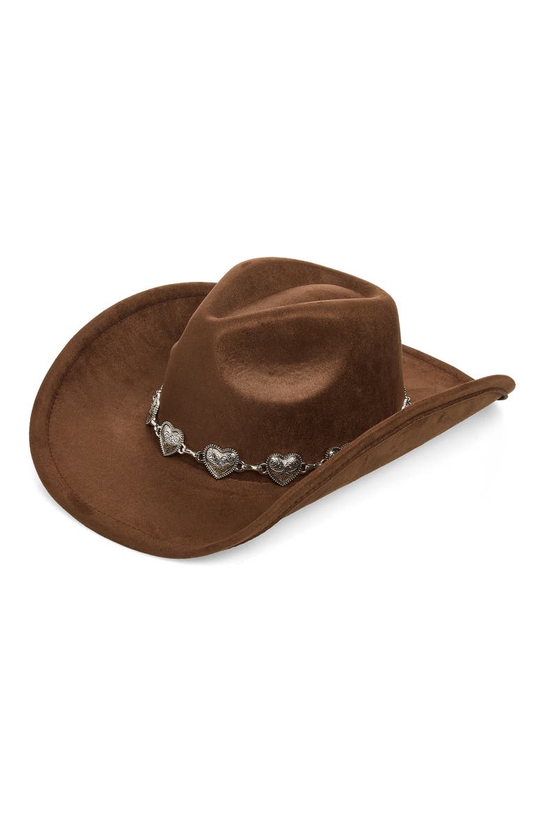 Heart Trim Cowboy Hat, Main, color, BROWN- SILVER