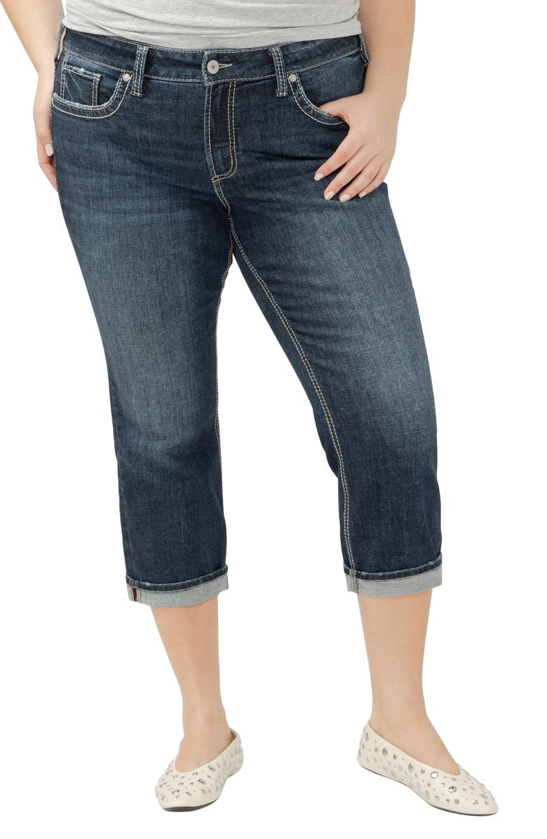 Silver Jeans Co. Suki Curvy Mid Rise Capri Jeans, Main, color, Indigo