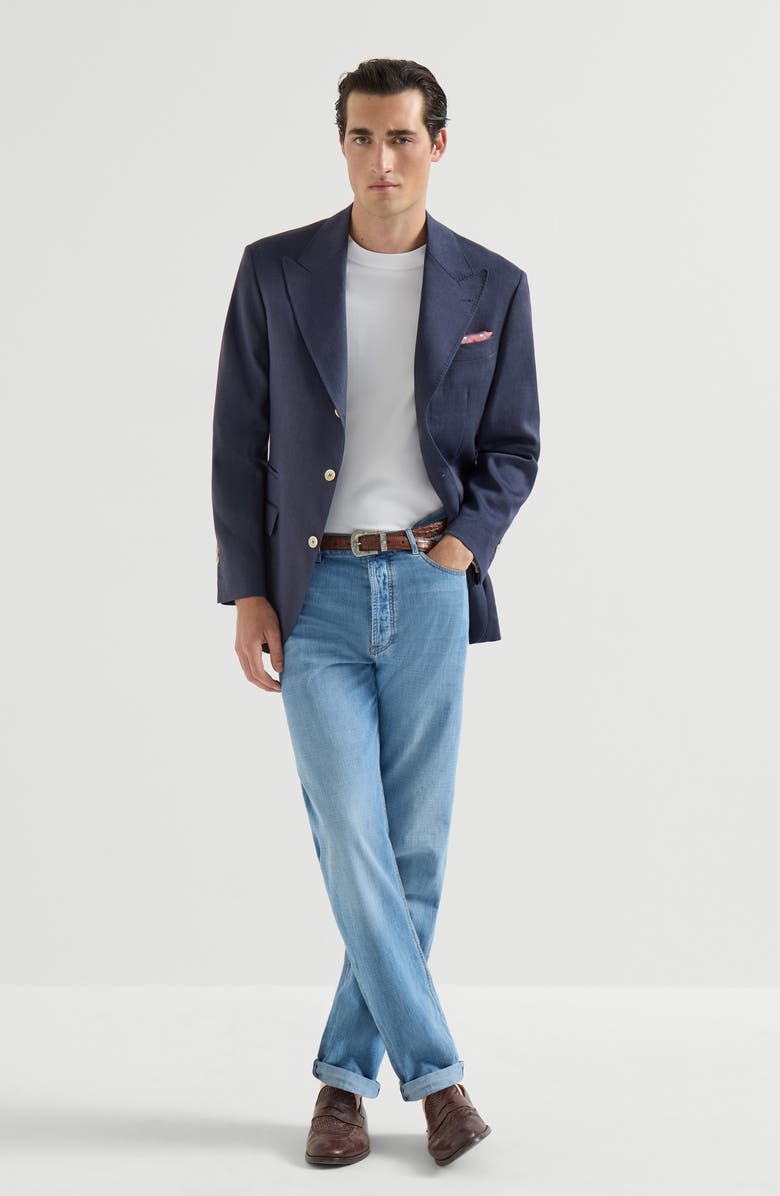 Brunello Cucinelli Blazer with peak lapel, Alternate, color, Denim