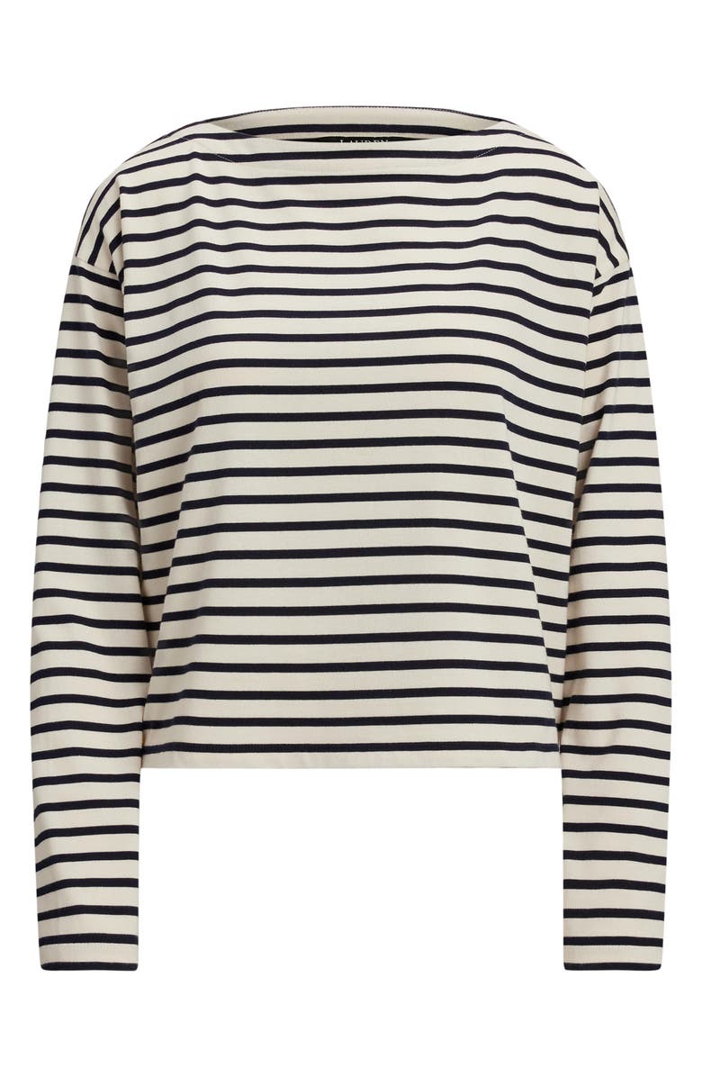 Lauren Ralph Lauren Stripe Cotton Boat Neck Top, Alternate, color, 
