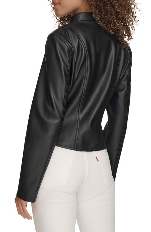 Levi's Water Resistant Slim Fit Faux Leather Racer Jacket In Black