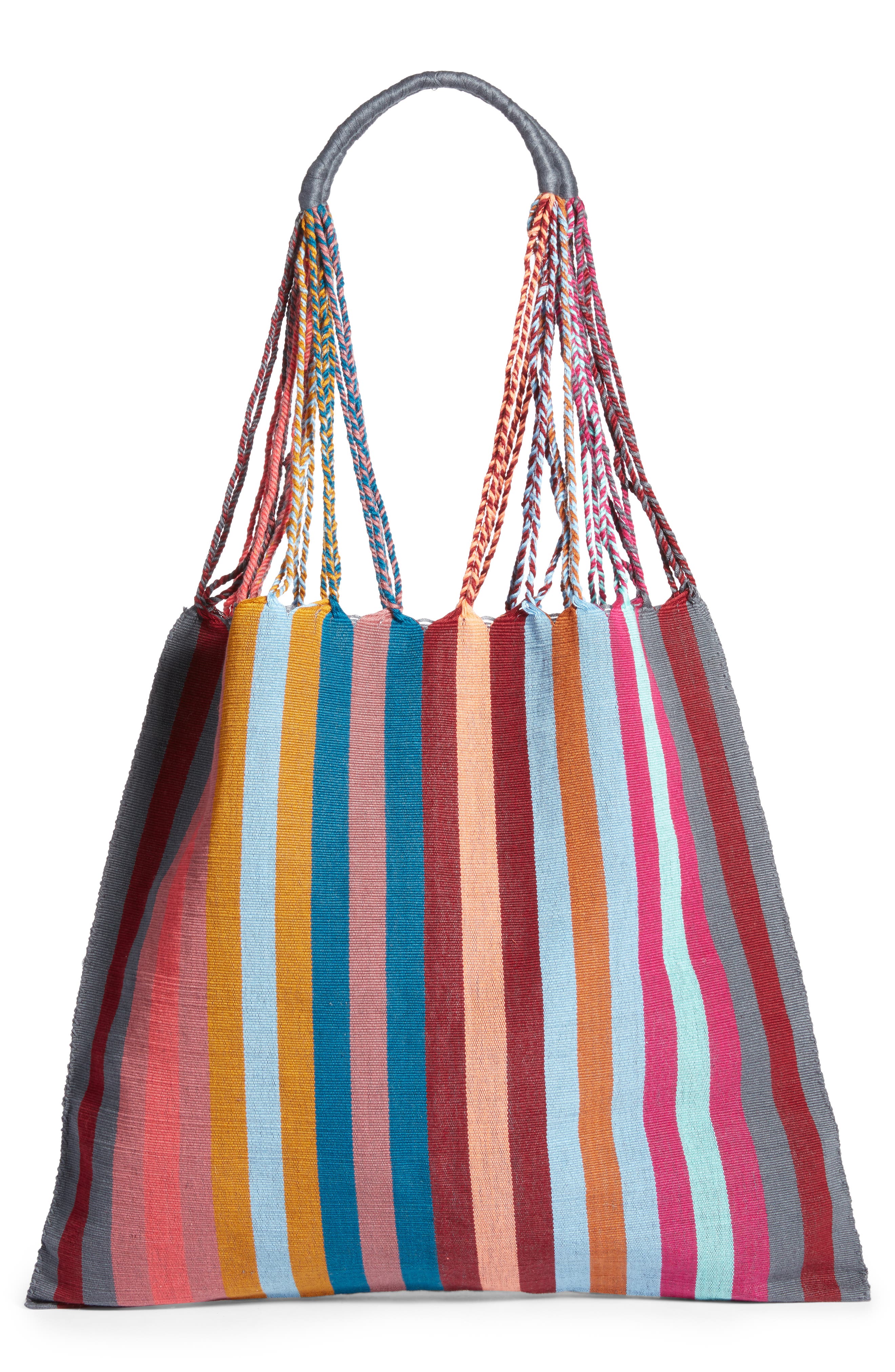 Greusita Stripe Tote, Main, color, GREY STRIPE