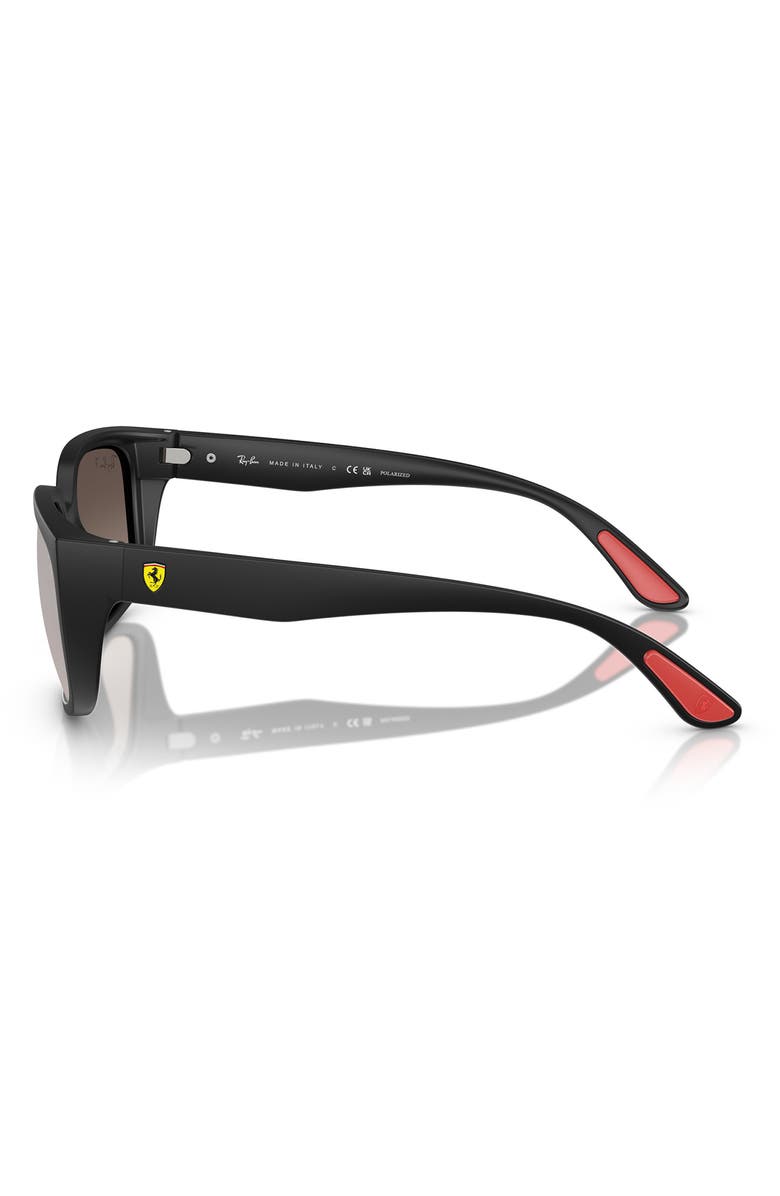 Ray-Ban x Scuderia Ferrari 57mm Chromance Polarized Square Sunglasses, Alternate, color, Matte Black