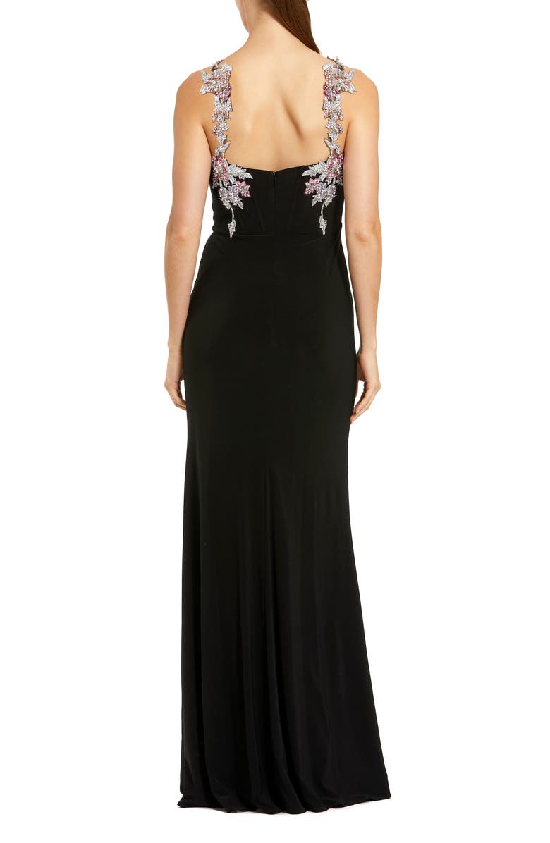 Mac Duggal Sweetheart Jersey Gown With Beaded Flowers, Alternate, color, Black Multi