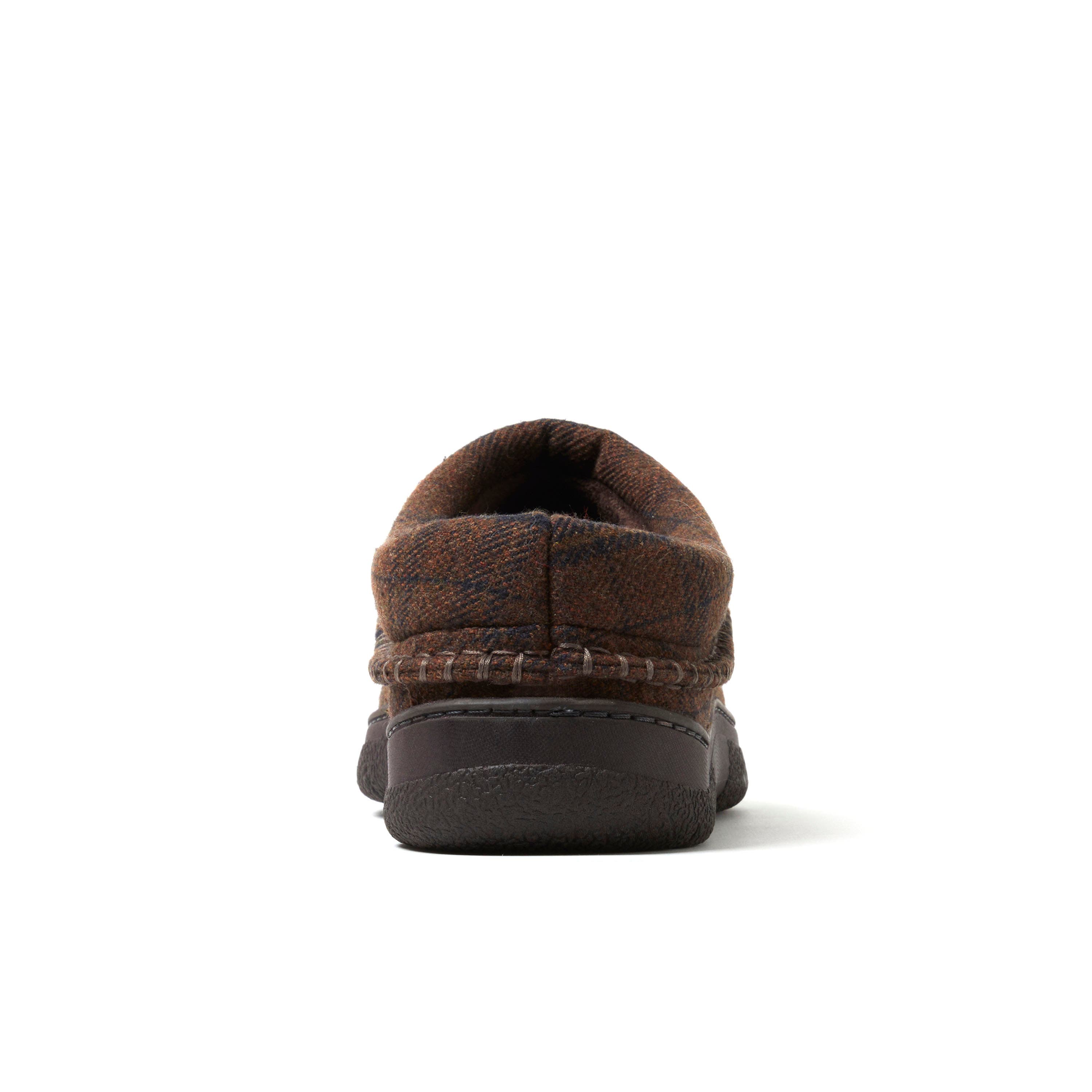 DEARFOAMS Thompson Plaid Moccasin Toe Clog Slipper, Alternate, color, Brown