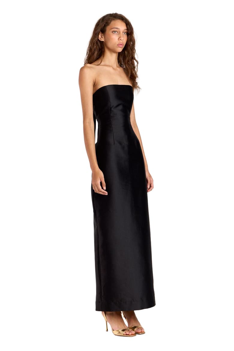 Twill Column Dress, Alternate, color, Black