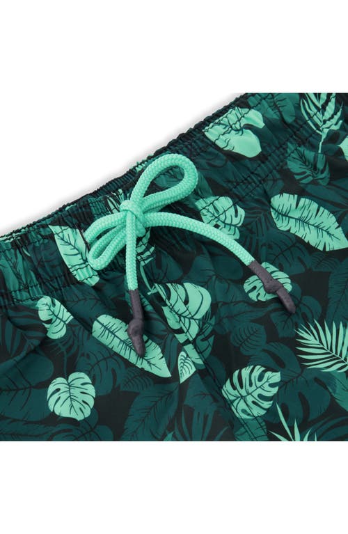 Sunset X Vine Leaf Print Swim Trunks