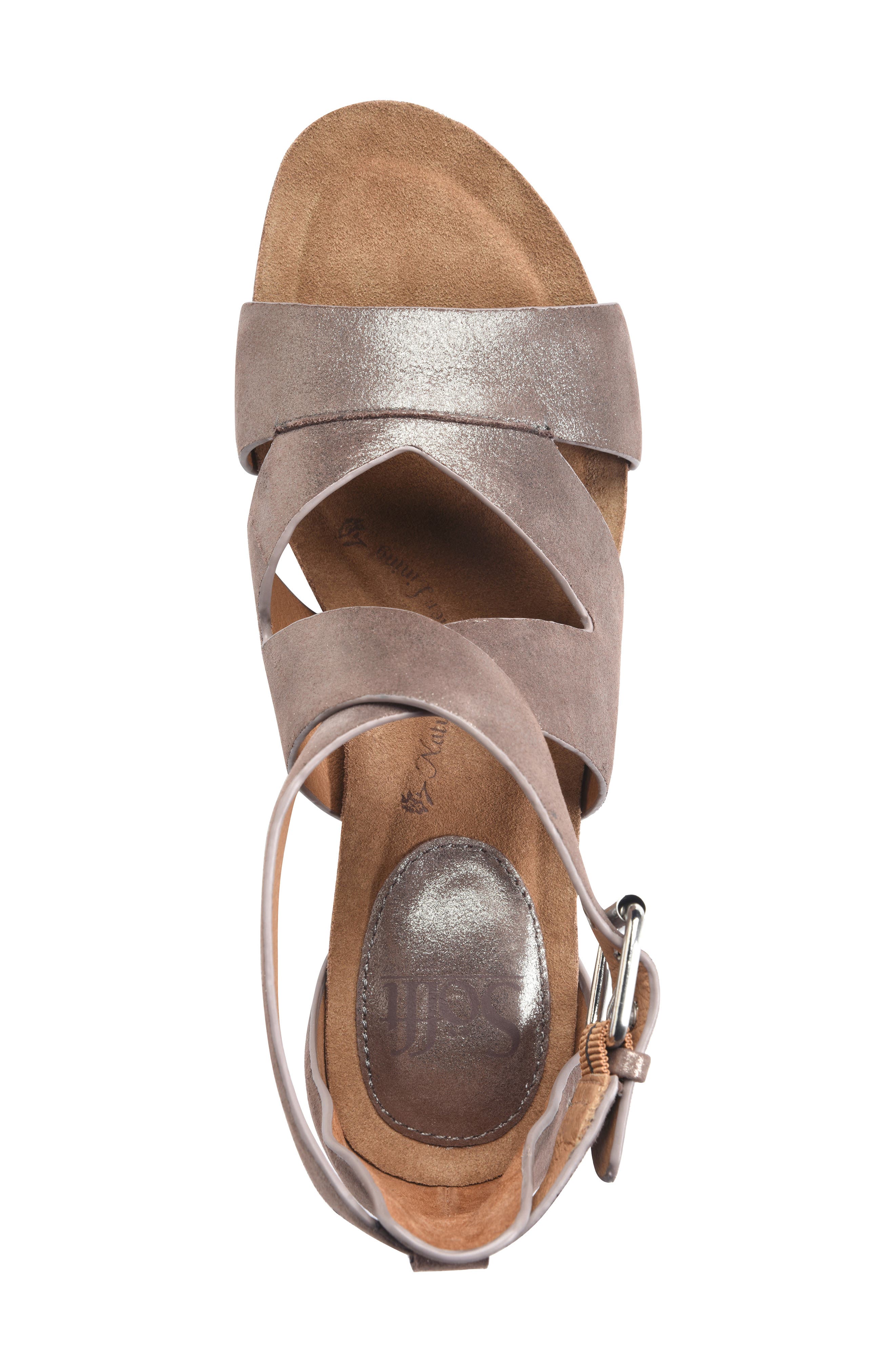 Vara Wedge Sandal, Alternate, color, METALLIC TAUPE LEATHER