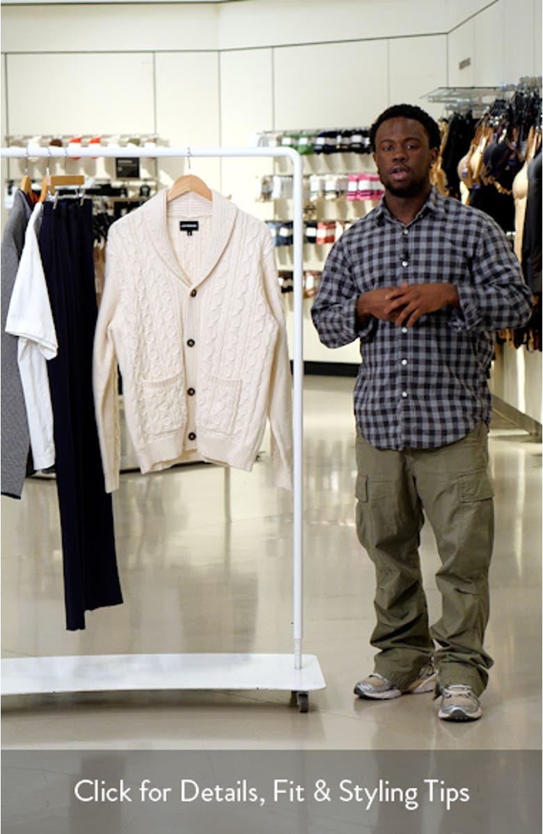 Cable Cotton Blend Shawl Collar Cardigan, sales video thumbnail