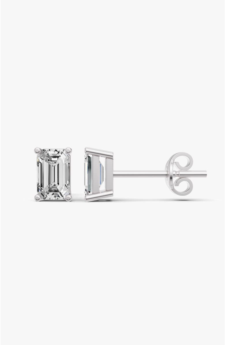 SEREIA OFFICIAL 14K Gold Studs Earrings 1 ct Emerald Solitaire, Alternate, color, White Gold