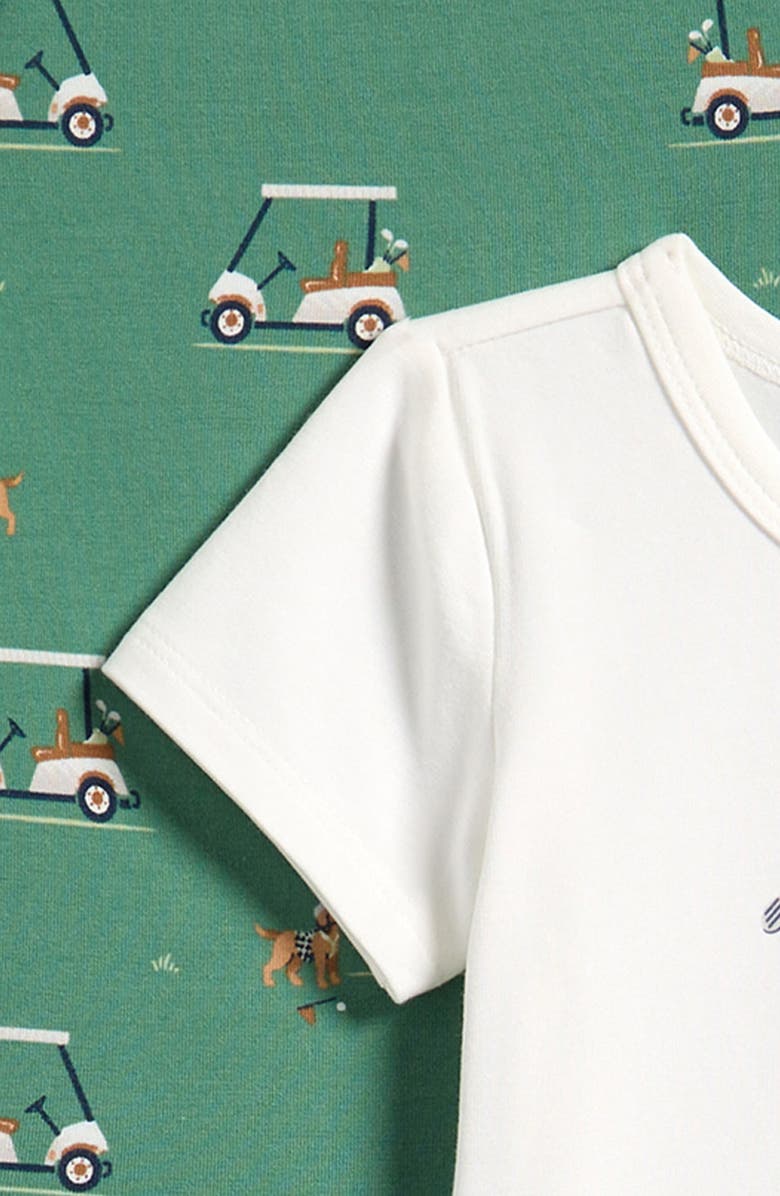 Petit Lem Golf Pups 3-Piece Bodysuits & Shorts Set, Alternate, color, Off White