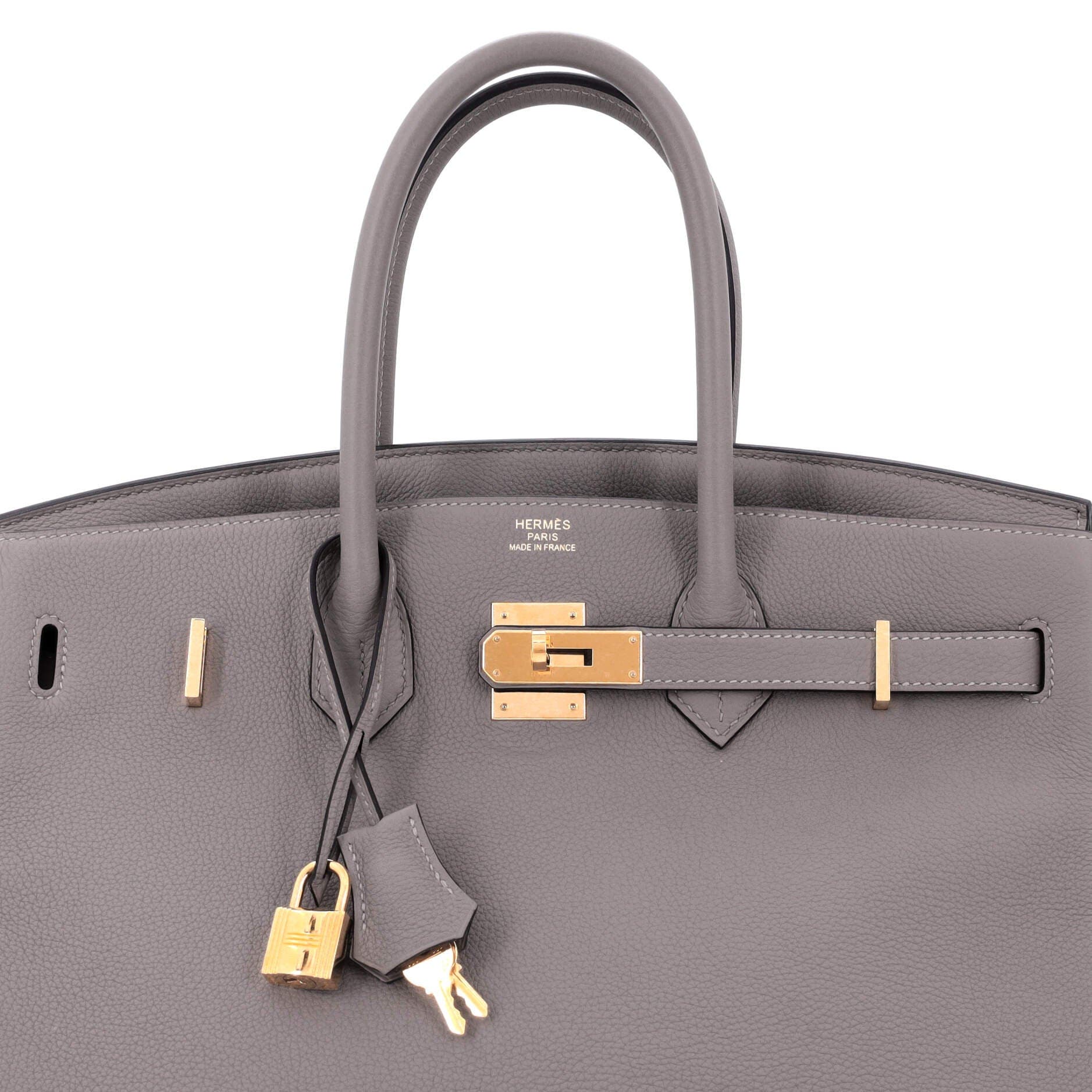 Pre-Owned Hermes Birkin Handbag Grey Togo with Gold Hardware 35, Alternate, color, Etain