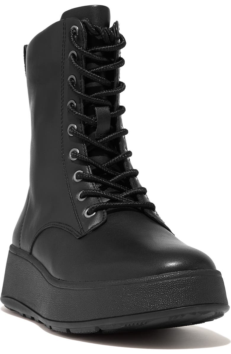 FitFlop F-Mode Lace-Up Leather Flatform Combat Boot, Main, color,