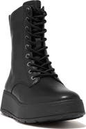 FitFlop F-Mode Lace-Up Leather Flatform Combat Boot