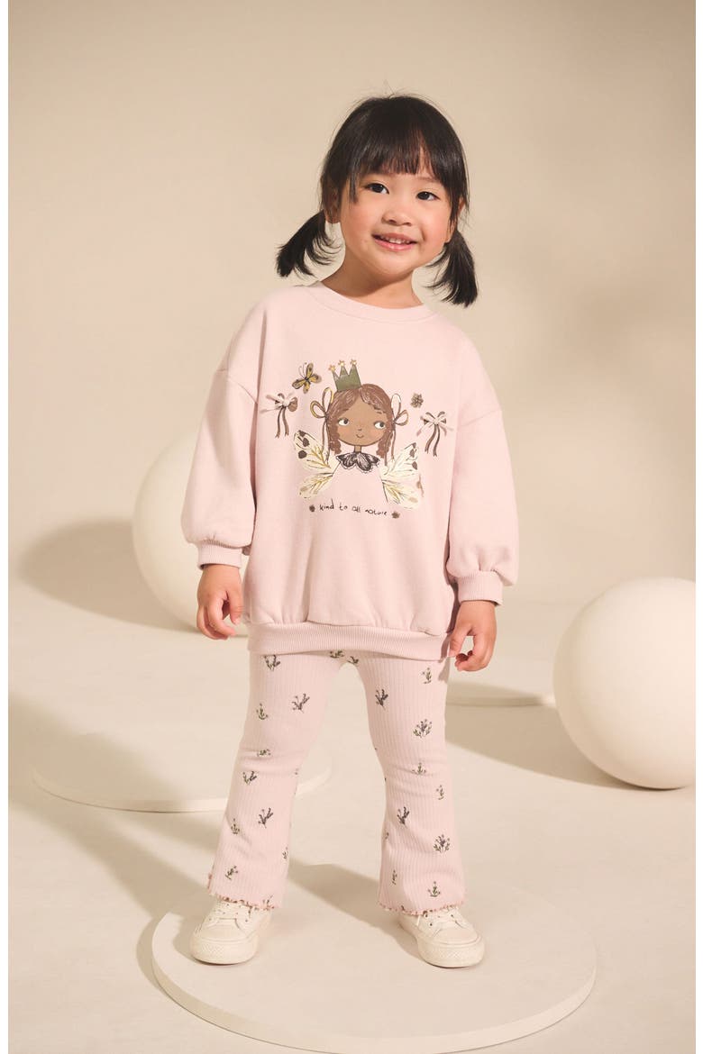 Kids' Character Graphic Sweatshirt & Flare Leggings Set, Alternate, color, CREAM