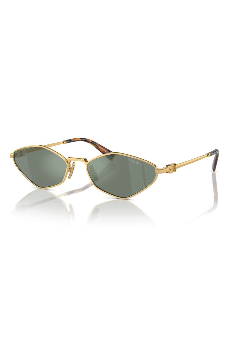 Miu Miu 56mm Irregular Sunglasses, Alternate, color, Gold / Green Mirror / Silver