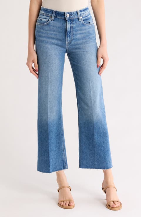 Leena High Waist Raw Hem Wide Leg Jeans (Gracie Lou)
