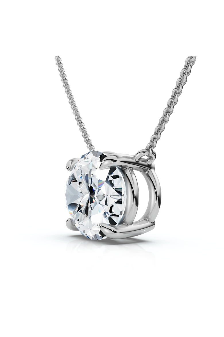 Certified 3Ct Diamond Oval Solitaire Pendant 14k Gold 18" Women's Chain Lab Grown, Alternate, color, White Gold