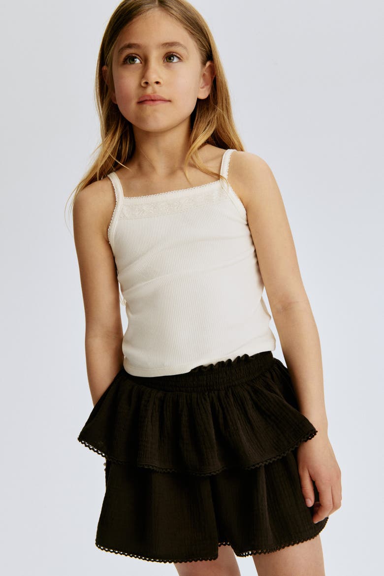 Tiered Muslin Skirt, Alternate, color, Dark brown