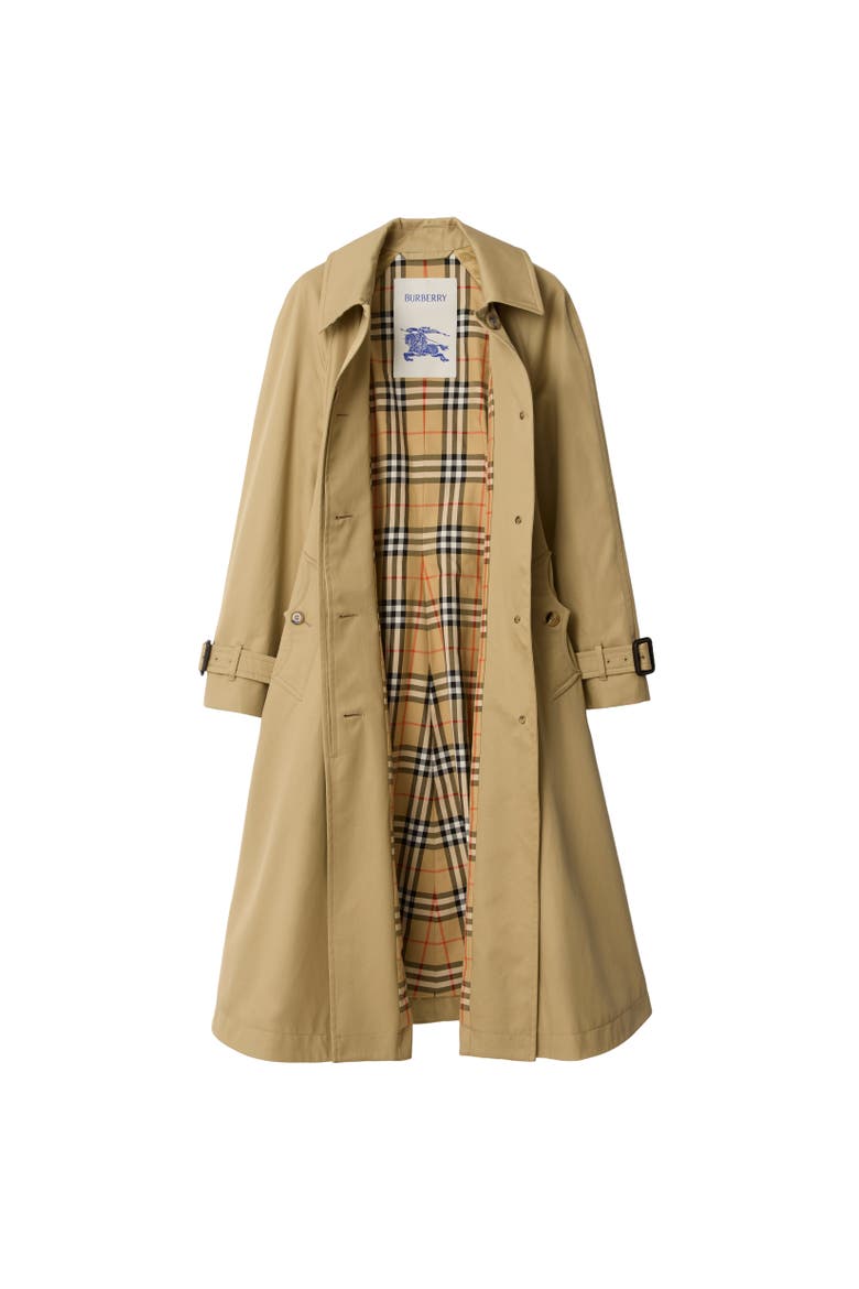 Long Gabardine Ellingham Fit-and-flare Car Coat, Alternate, color, Beige