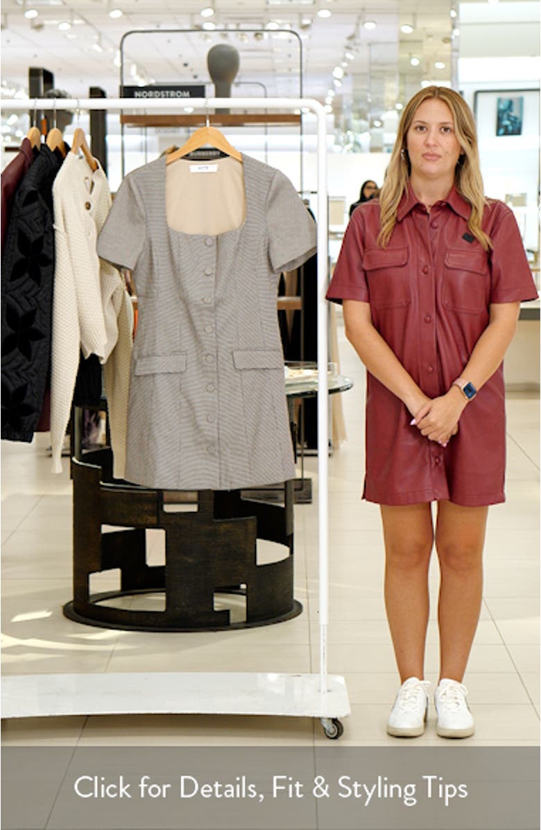 Houndstooth Short Sleeve Button-Up Minidress, sales video thumbnail