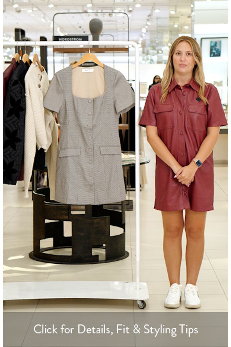 Houndstooth Short Sleeve Button-Up Minidress video