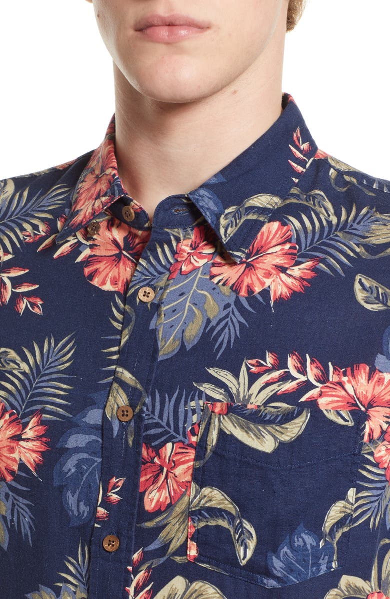 Rails Carson Floral Linen Blend Button-Up Shirt, Alternate, color, 