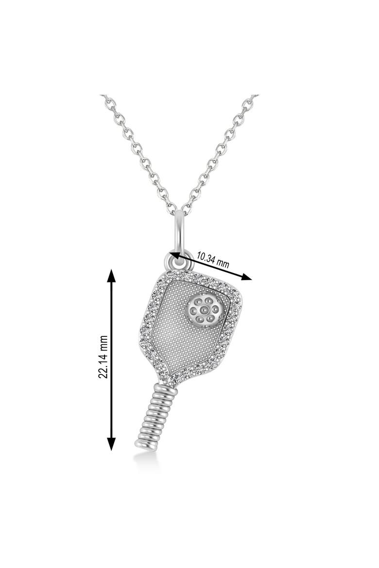 Natural Diamond Pickleball Paddle Pendant Necklace 14k, Alternate, color, 0.24ct, White Gold