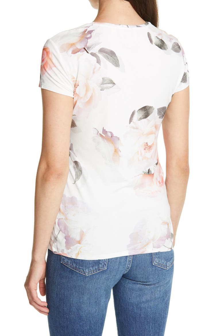 Chesnot Bouquet Print Fitted T-Shirt, Alternate, color, IVORY