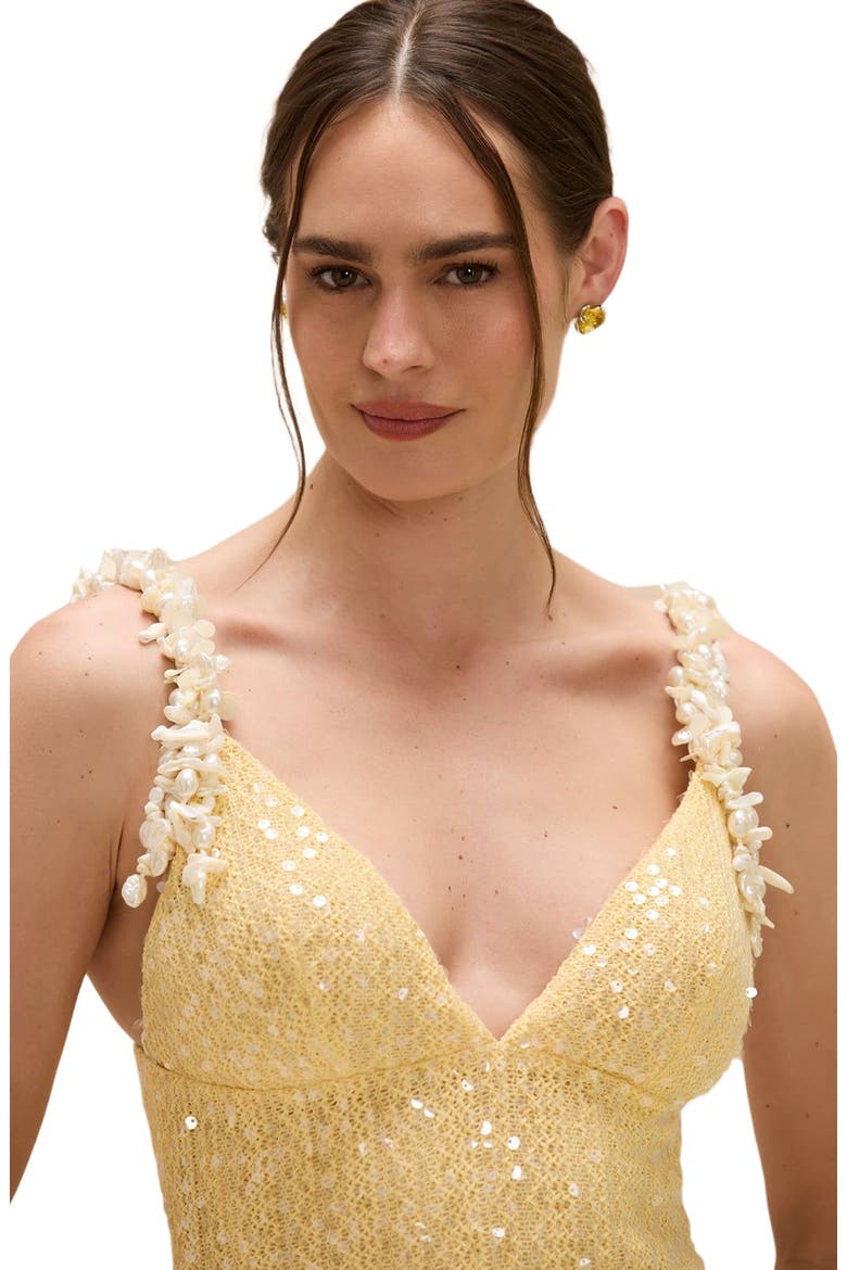 Iara Crochet Flowers Midi Dress, Alternate, color, YELLOW