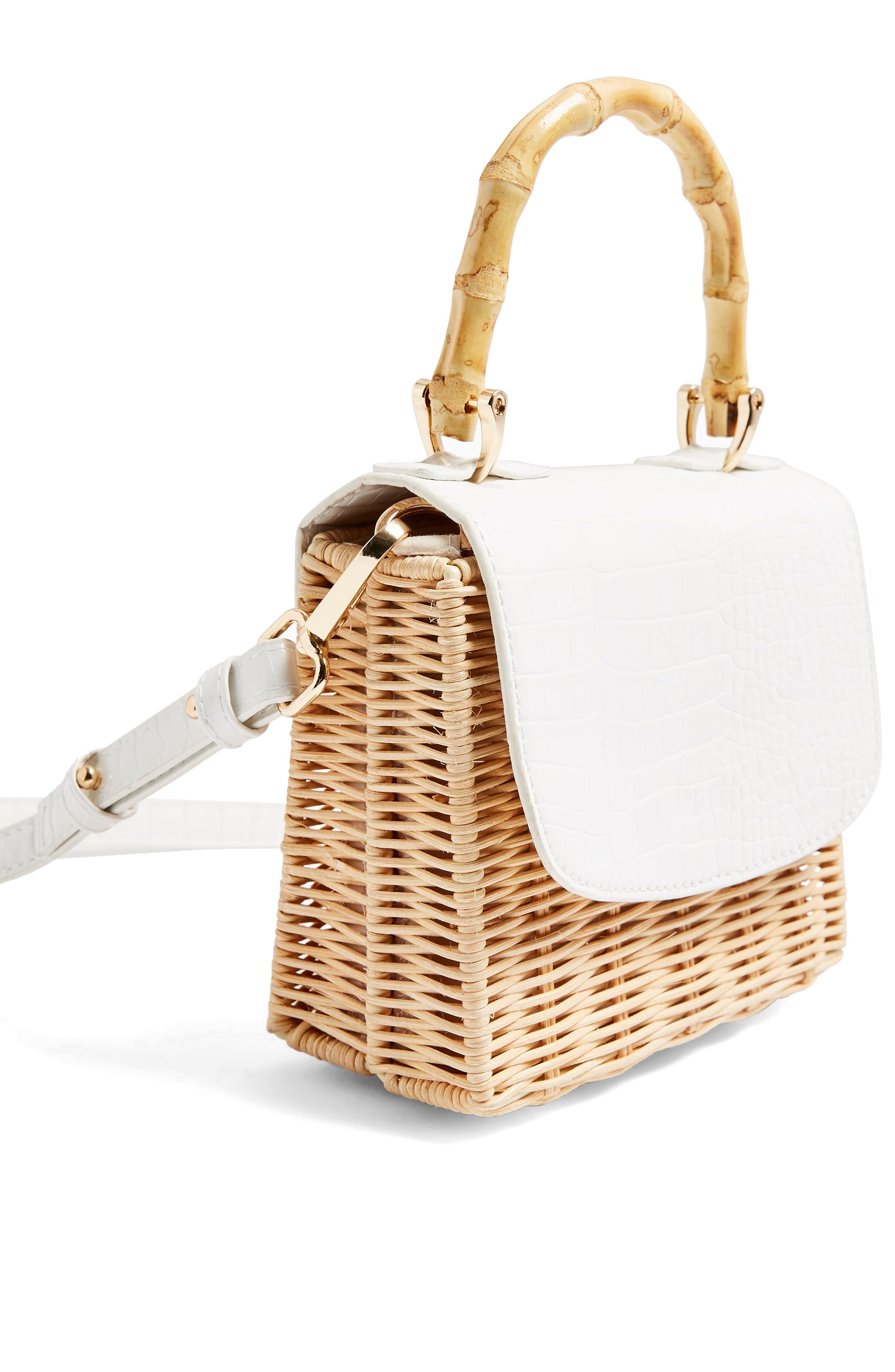 Topshop Boxy Woven Straw Shoulder Bag, Alternate, color, 