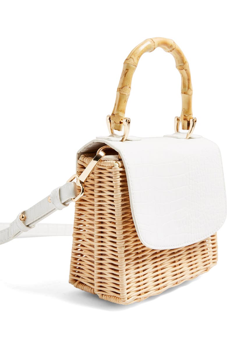 Topshop Boxy Woven Straw Shoulder Bag, Alternate, color,