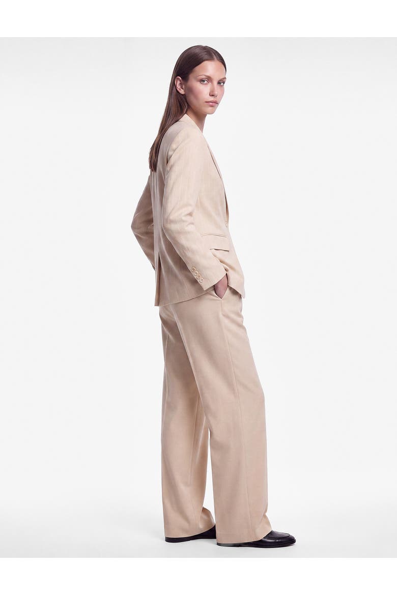High Rise Pleated Tailored Pants With Belted, Alternate, color, BEIGE