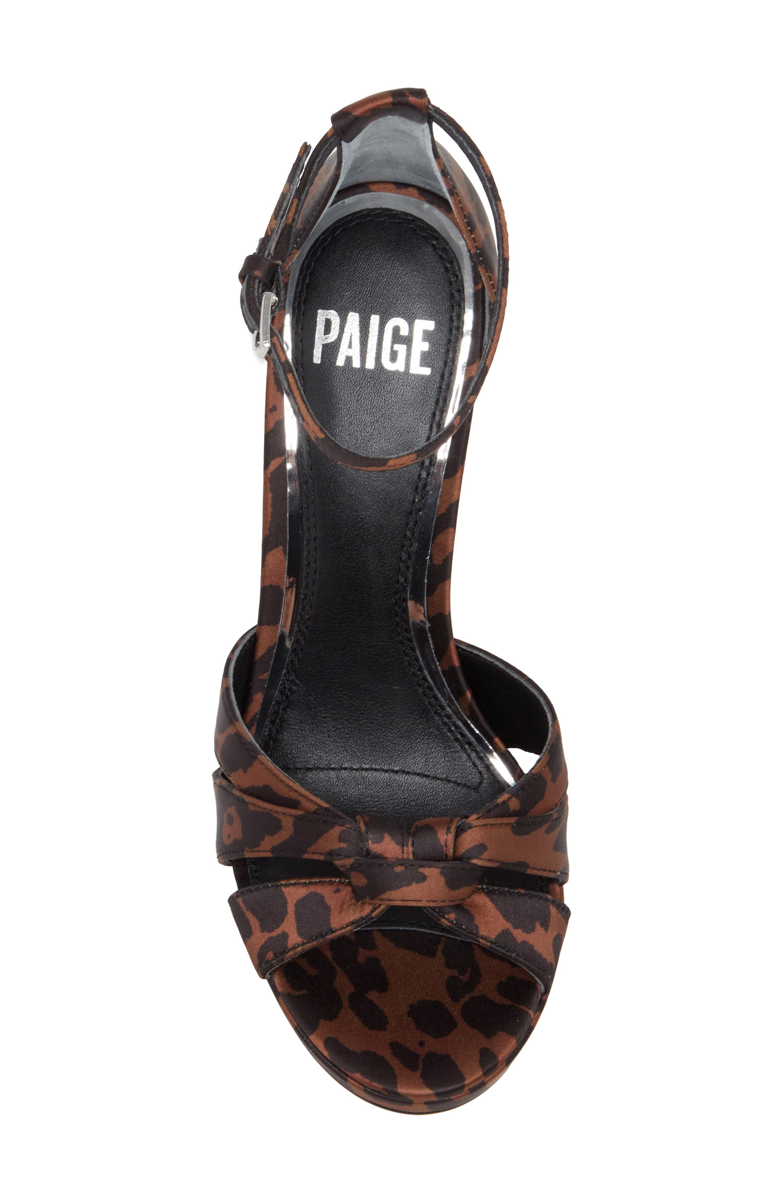PAIGE Val Leopard Print Satin Stiletto Sandal, Alternate, color, Leopard