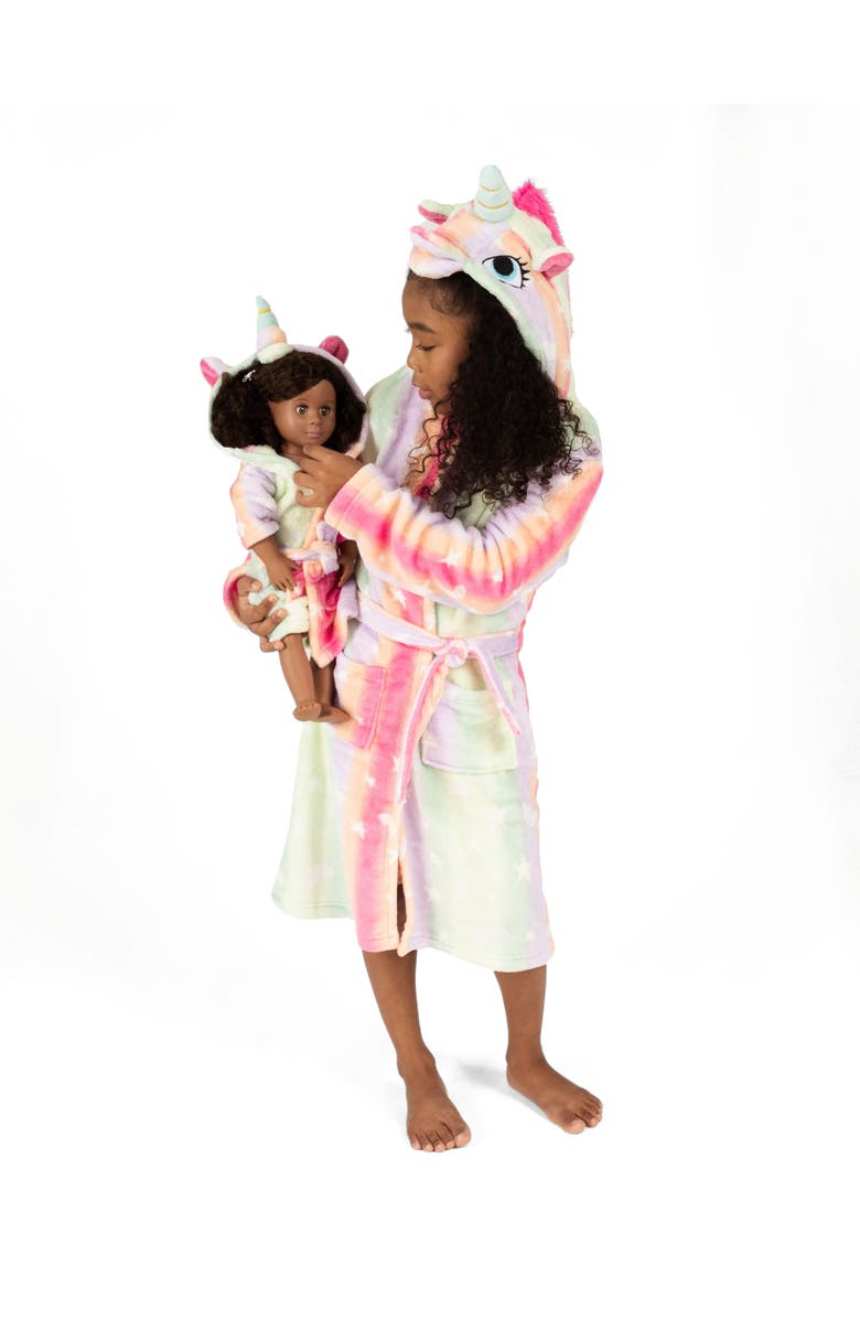 Leveret Girls Fleece Hooded Robe with Matching Doll Robe, Alternate, color, Stars