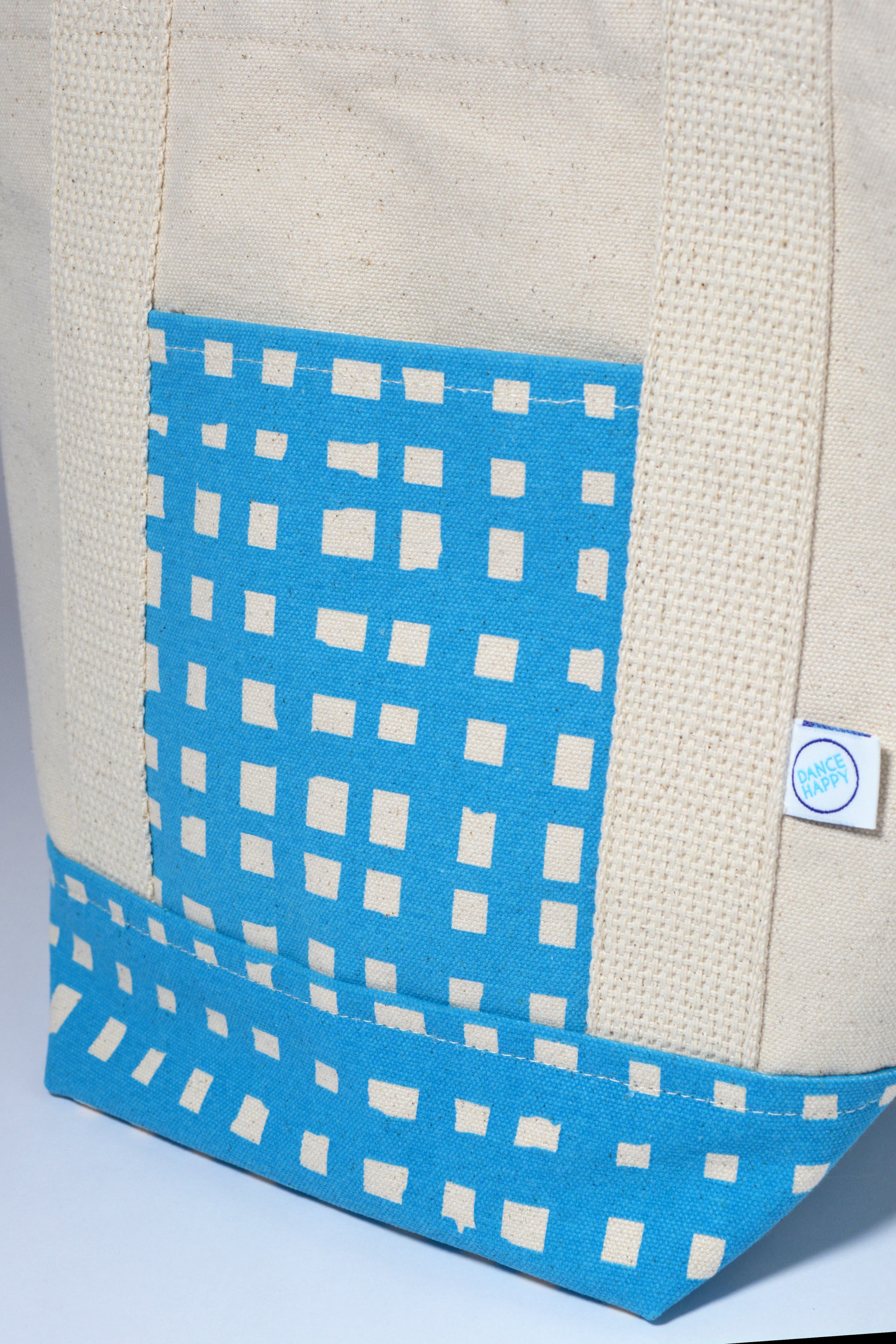 Dance Happy Grid Mini Tote Bag, Alternate, color, Azure Blue