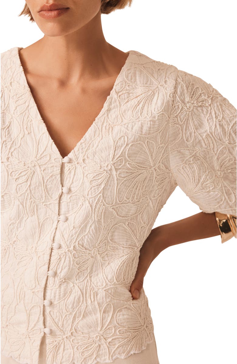 MINT VELVET Embroidered Detail Top, Alternate, color, Ivory