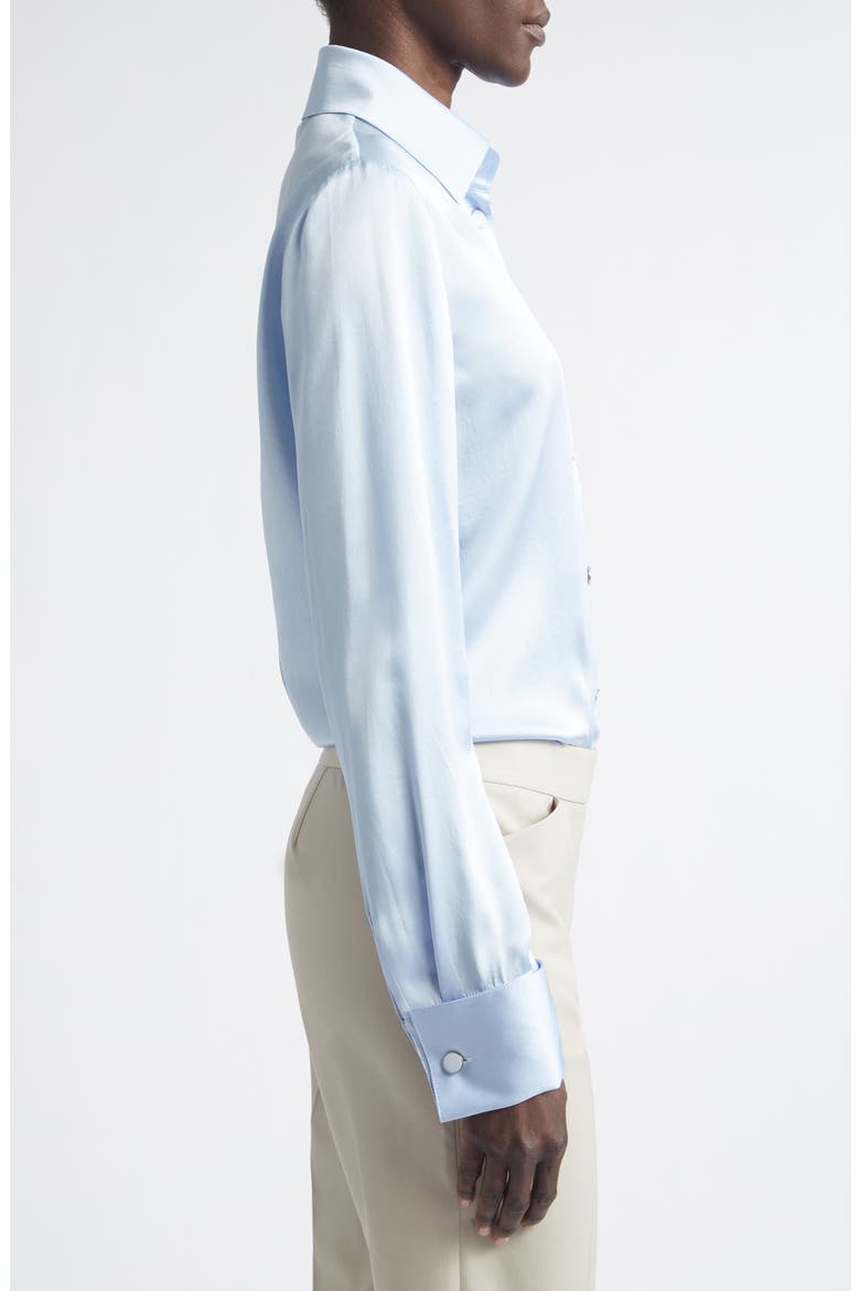 Slim Fit Silk Button-Up Shirt, Alternate, color, BLUEBELL