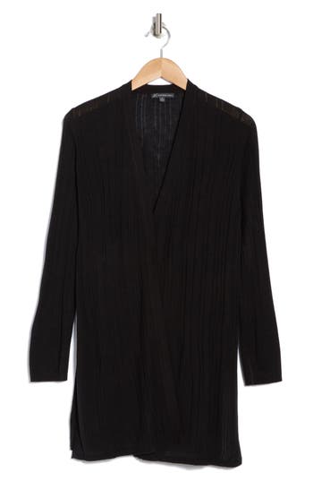 ADRIANNA PAPELL ADRIANNA PAPELL V-NECK RIBBED DUSTER CARDIGAN