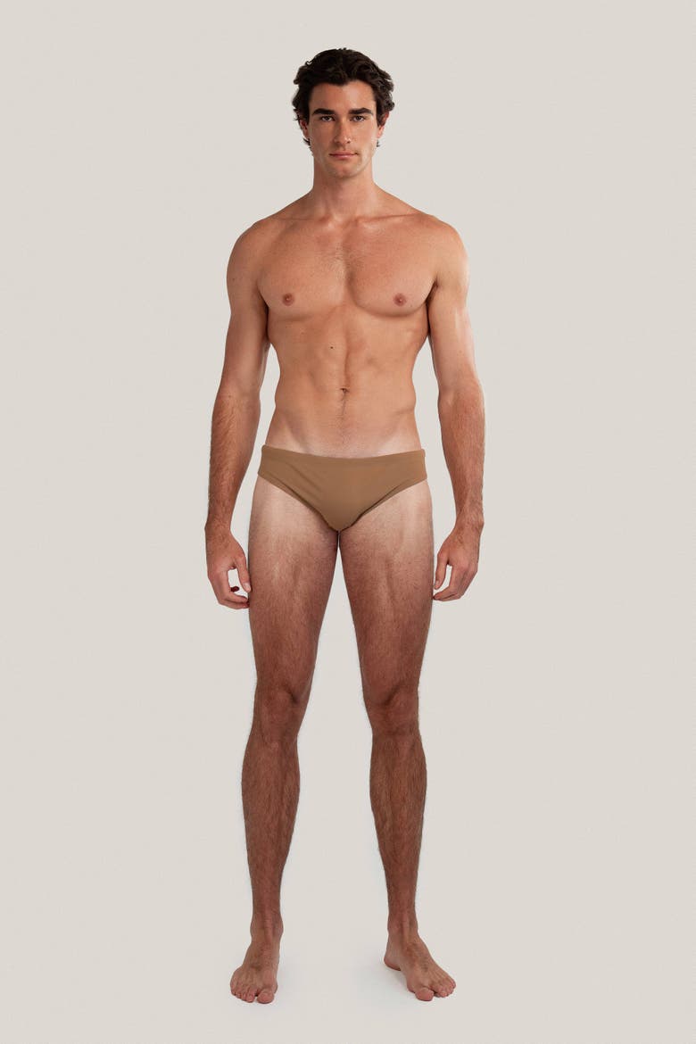 Dune Modern Cut Classic Stretch Swim Brief, Alternate, color, Mocha