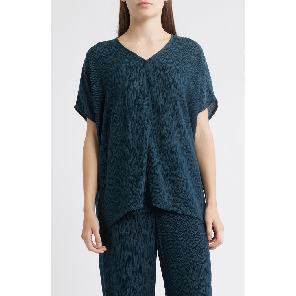 Eileen Fisher V-neck Boxy Tunic Top In Green